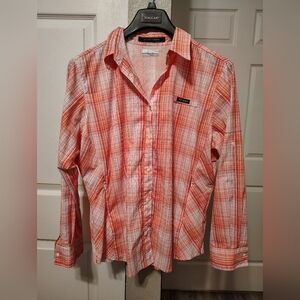 Columbia Women's Orange Plaid Button Down Shirt